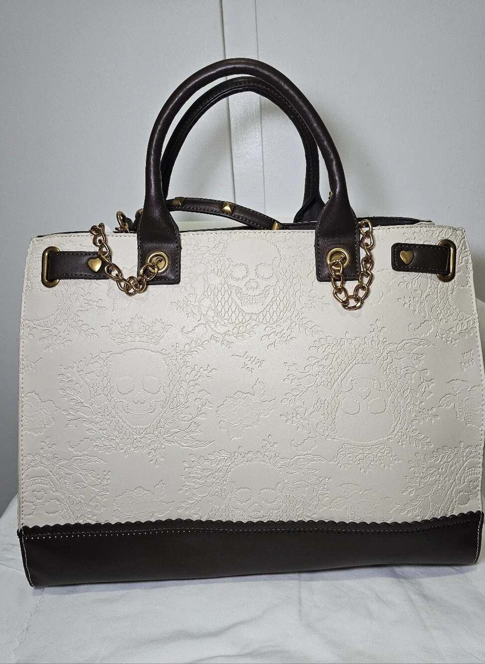NWT Betsey Johnson Xokiara Embossed Skulls Tote Bag